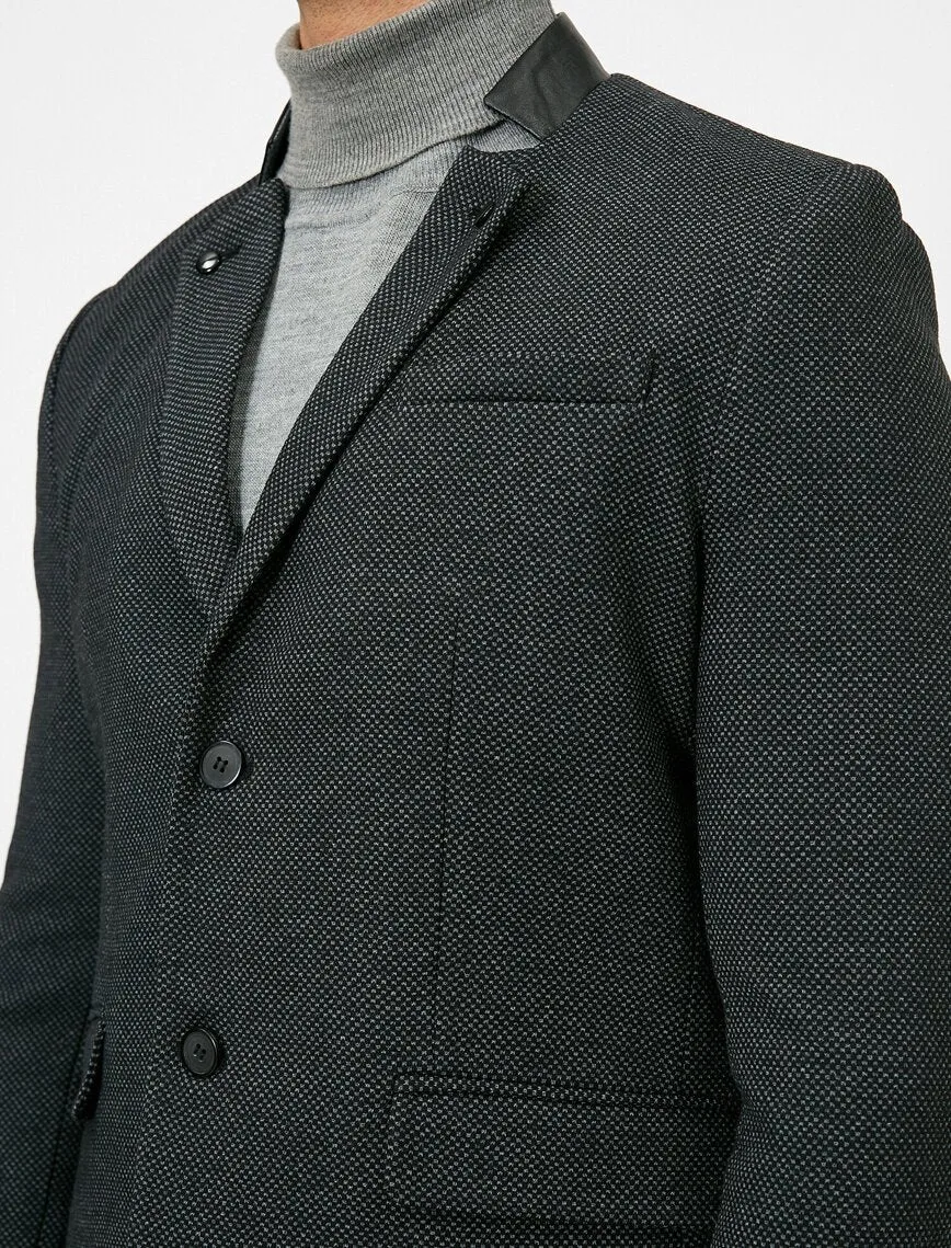 17483 Black Two Buttons Jacket