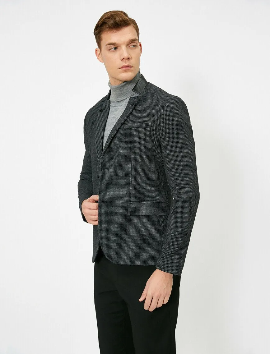 17483 Black Two Buttons Jacket