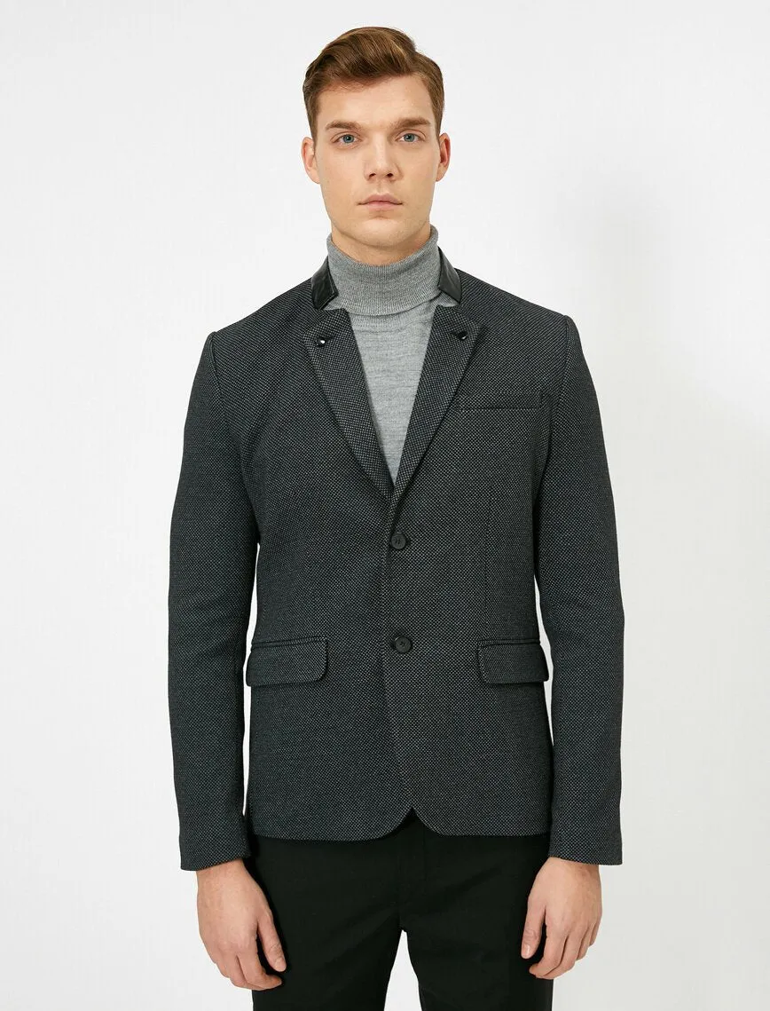 17483 Black Two Buttons Jacket