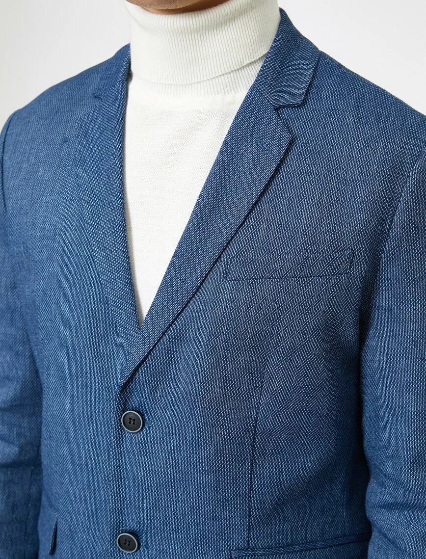 17494 Petrol Button Detailed Jacket
