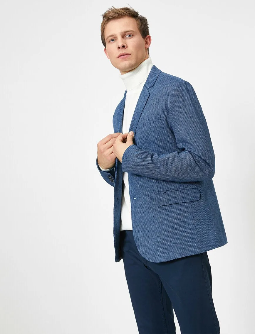 17494 Petrol Button Detailed Jacket