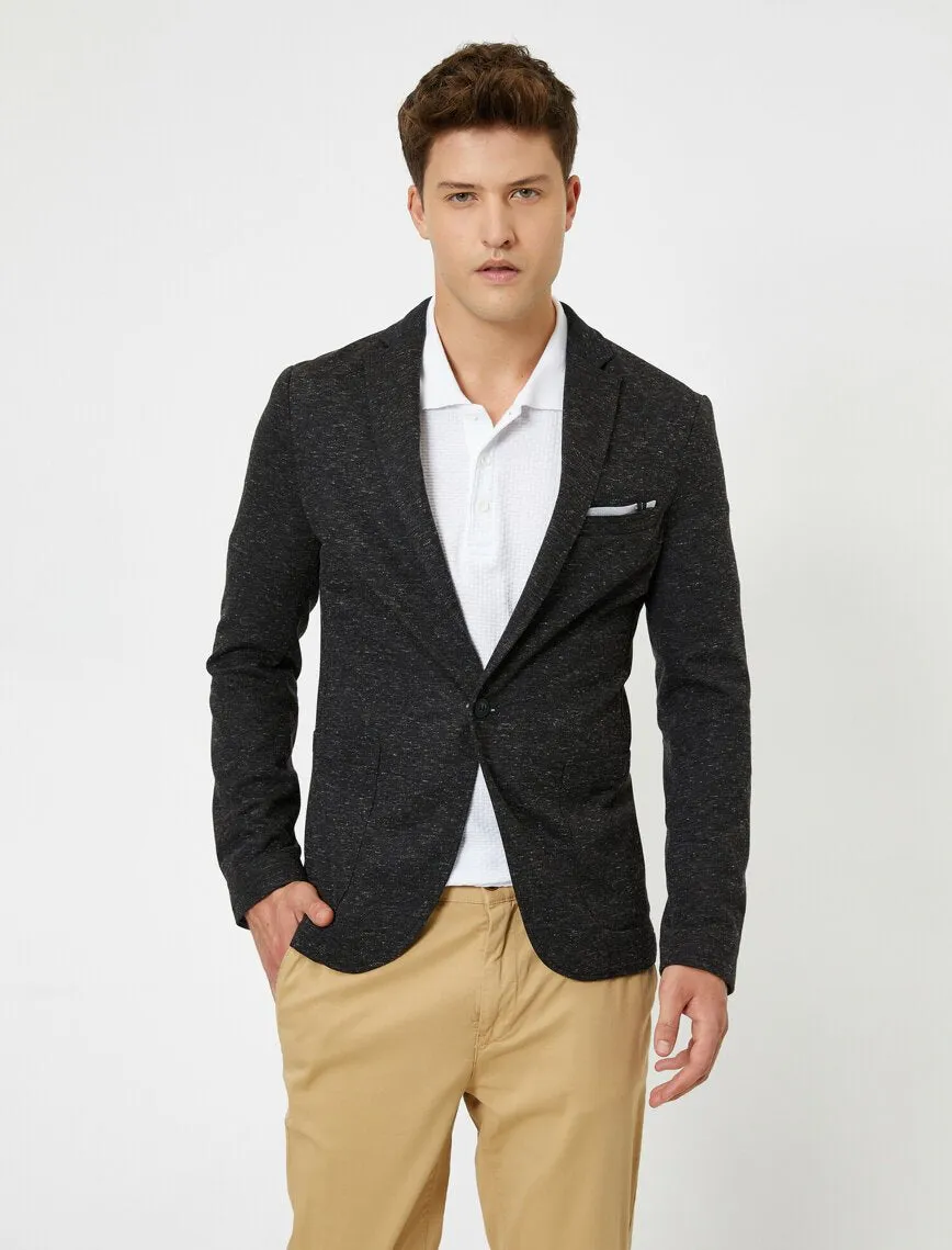 17510 Anthracite Pocket Detailed Single Button Blazer