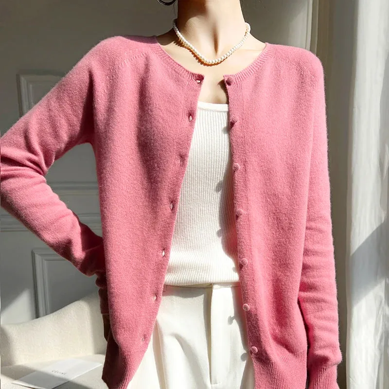 1pc WinvyNee Women 100% Wool Cardigans Sweater Solid Casual Warm Outerwear Knitwear Tops 2024 Autumn Winter Women Clothing B1263018