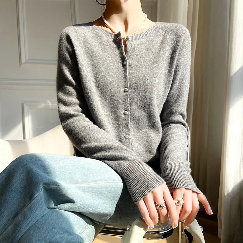 1pc WinvyNee Women 100% Wool Cardigans Sweater Solid Casual Warm Outerwear Knitwear Tops 2024 Autumn Winter Women Clothing B1263018