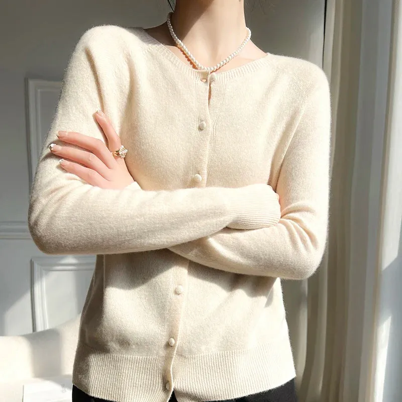 1pc WinvyNee Women 100% Wool Cardigans Sweater Solid Casual Warm Outerwear Knitwear Tops 2024 Autumn Winter Women Clothing B1263018