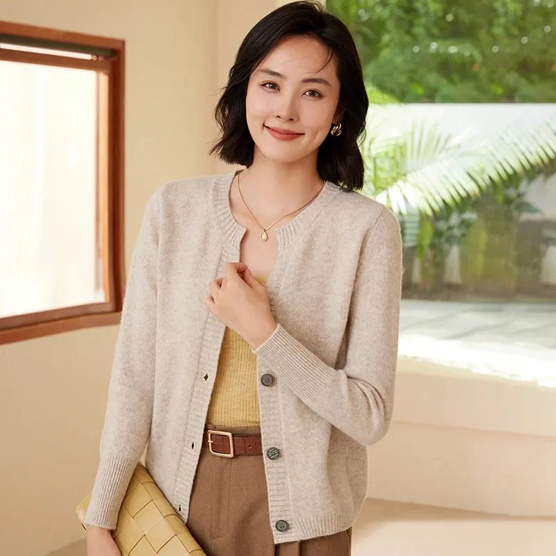 1pc WinvyNee Women 100% Wool Cardigans Sweater Solid Casual Warm Outerwear Knitwear Tops 2024 Autumn Winter Women Clothing B1263018