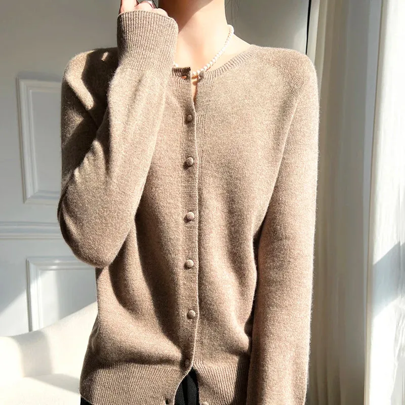 1pc WinvyNee Women 100% Wool Cardigans Sweater Solid Casual Warm Outerwear Knitwear Tops 2024 Autumn Winter Women Clothing B1263018