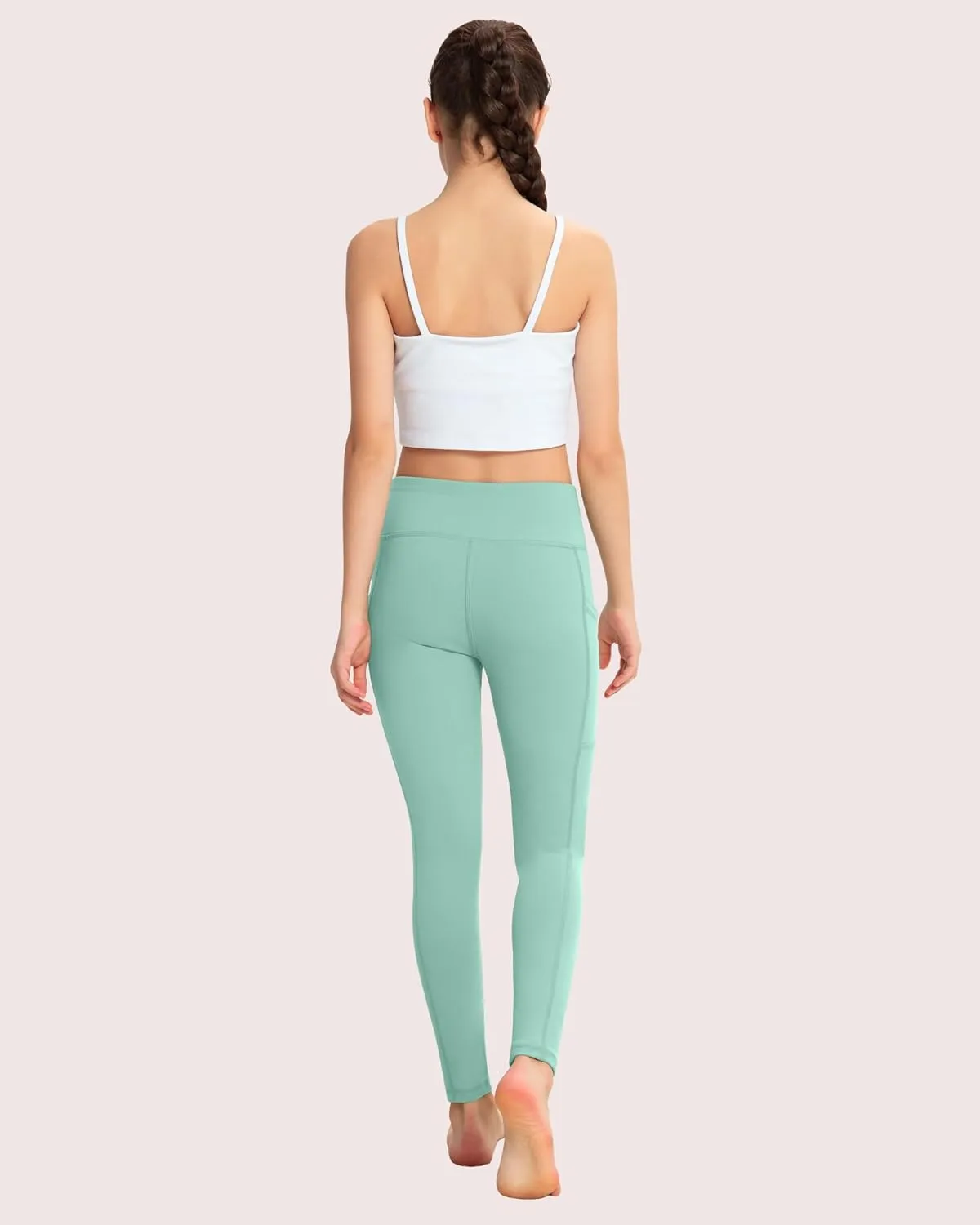 ATHVOTAR Girls Leggings with Pockets: High Waisted Yoga Workout Athletic Dance Running Pants 4 Packs