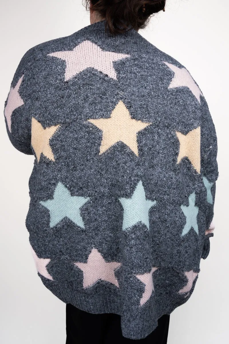 Be Clever Frosty Star Charcoal Gray Knit Cardigan