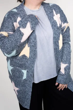 Be Clever Frosty Star Charcoal Gray Knit Cardigan