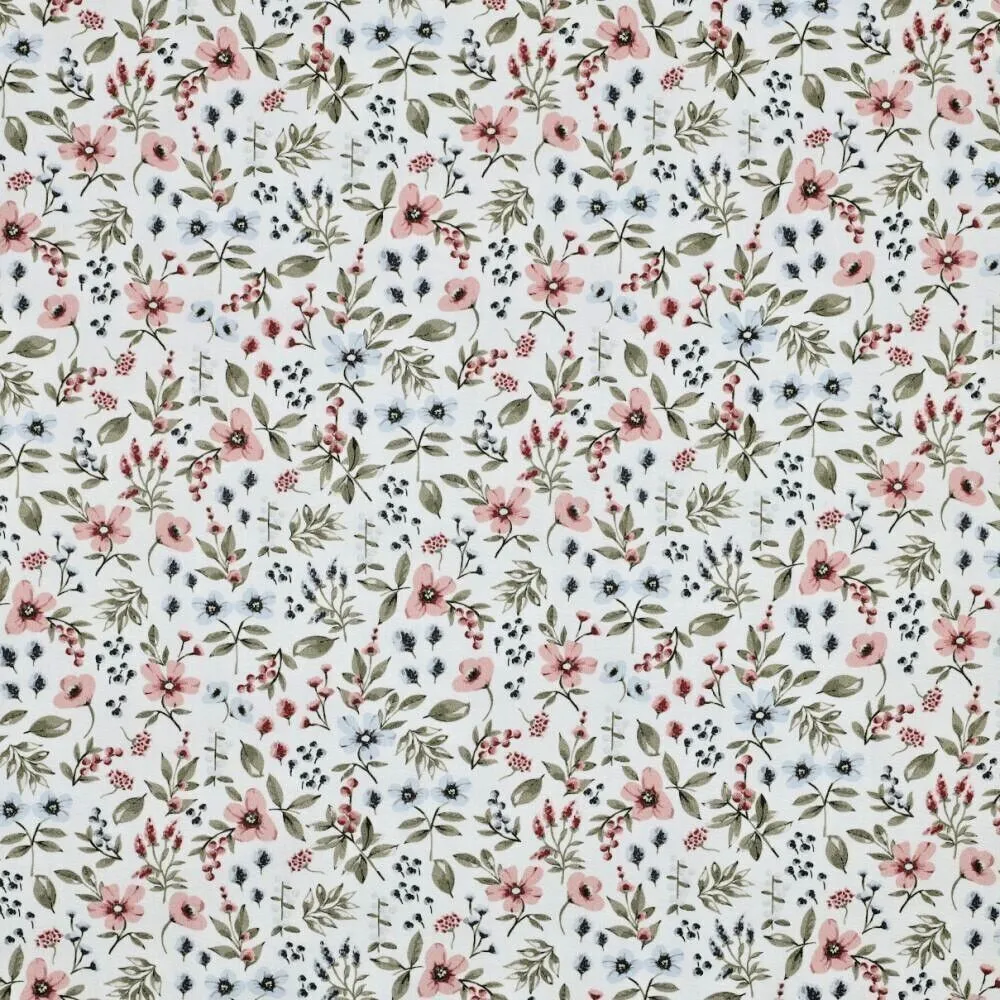 Beautiful Fine Poplin Fabric with Small Floral Design plain Fabric M1841