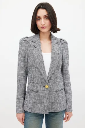 Black & White Crosshatch Pouf Blazer