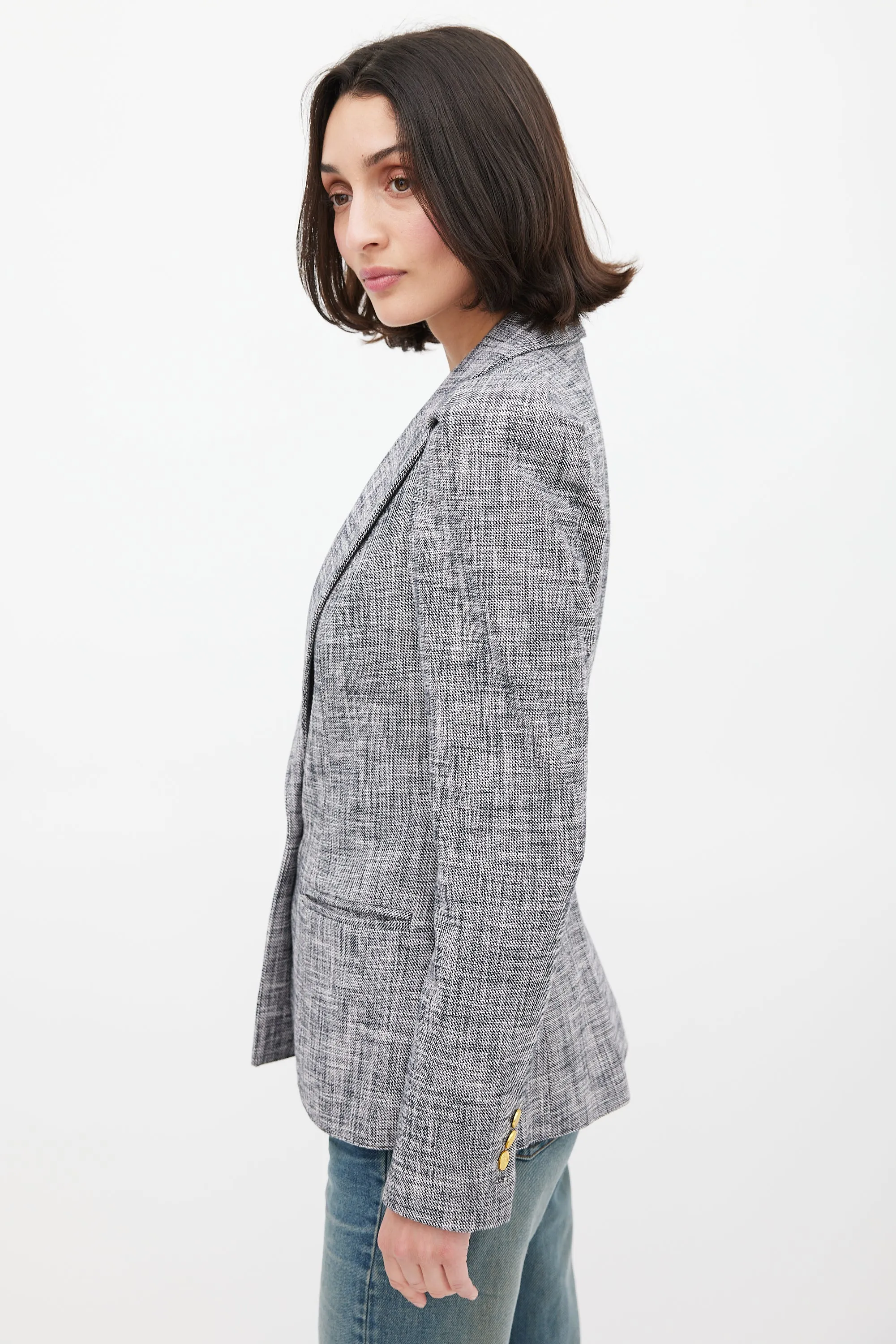 Black & White Crosshatch Pouf Blazer