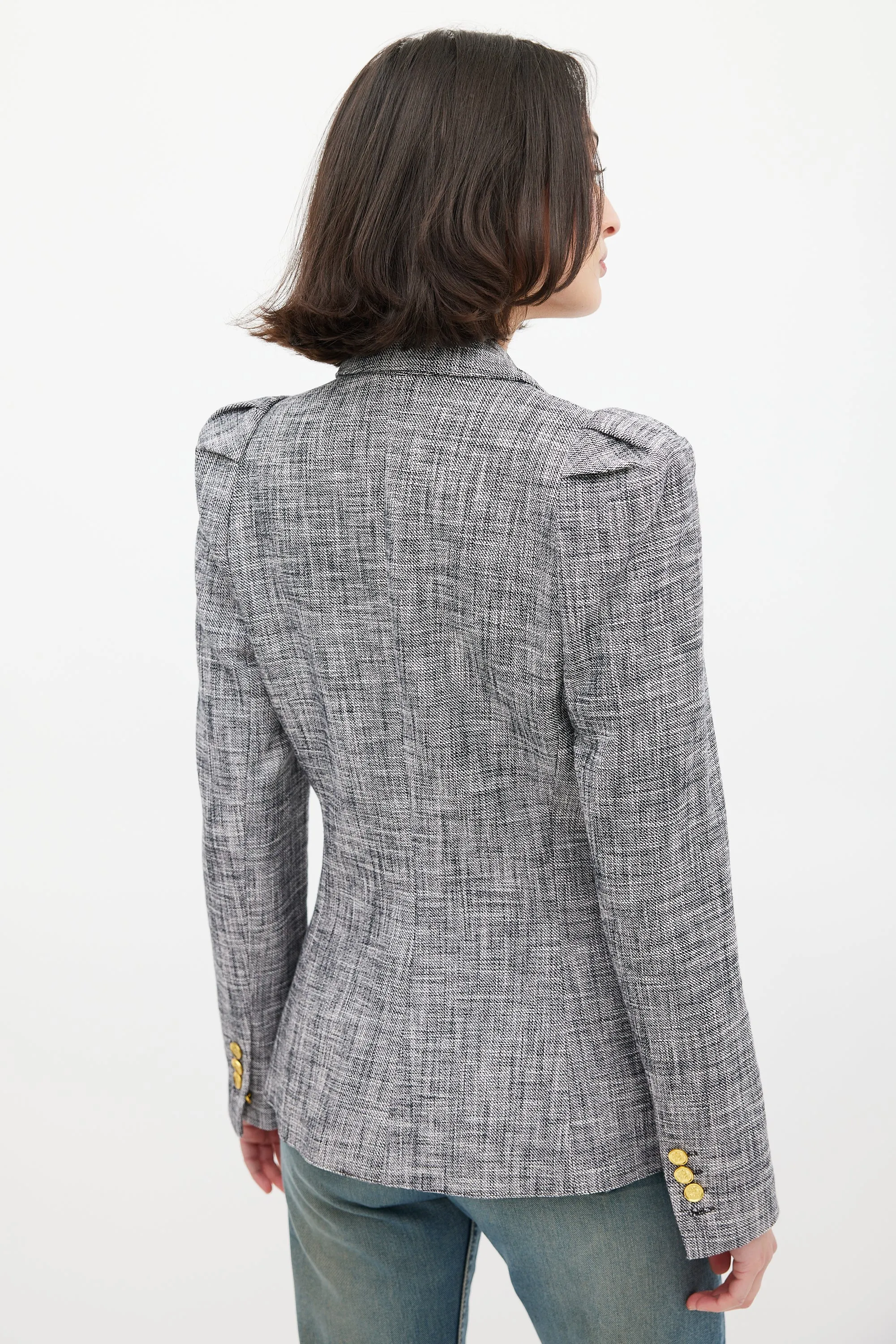 Black & White Crosshatch Pouf Blazer