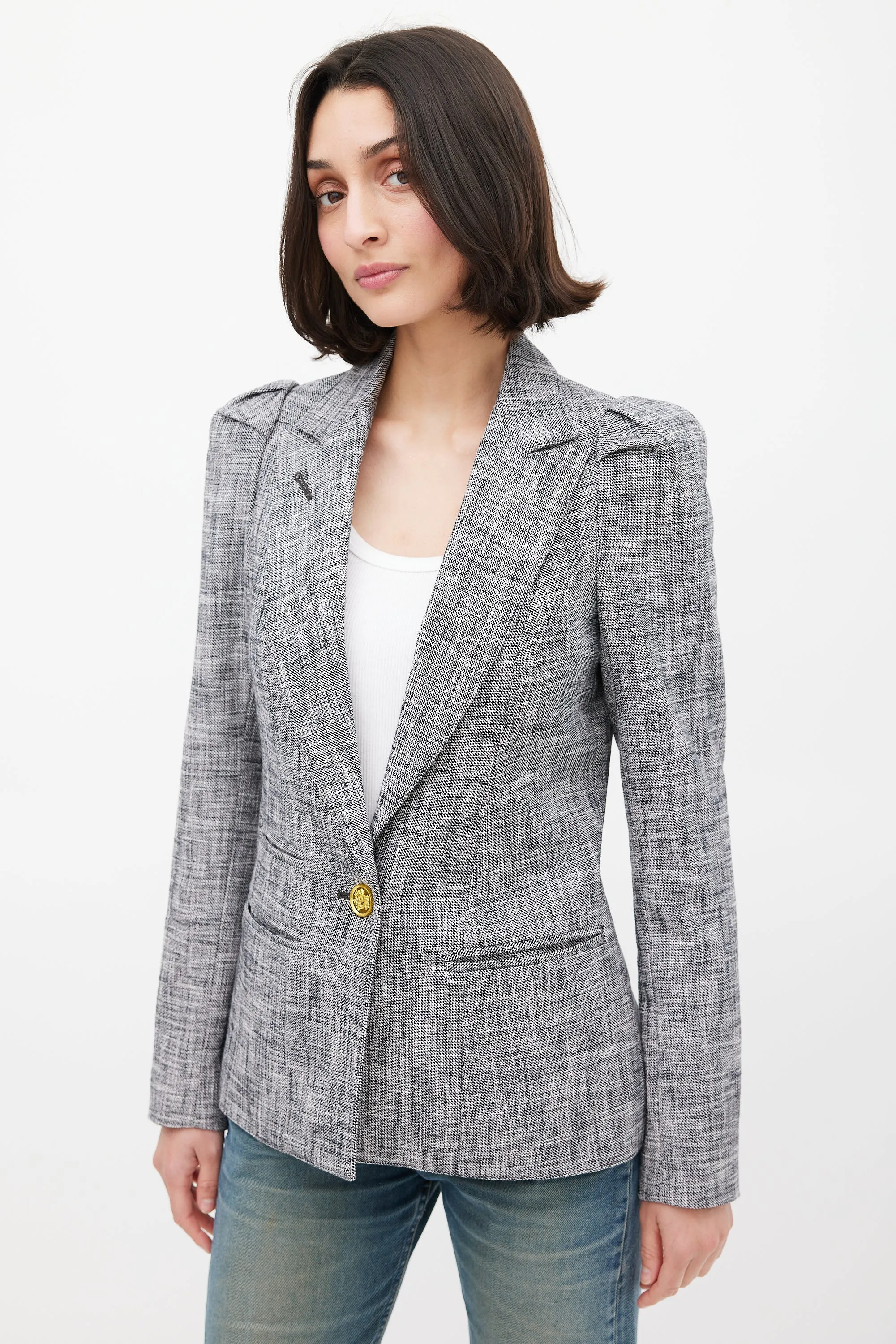 Black & White Crosshatch Pouf Blazer