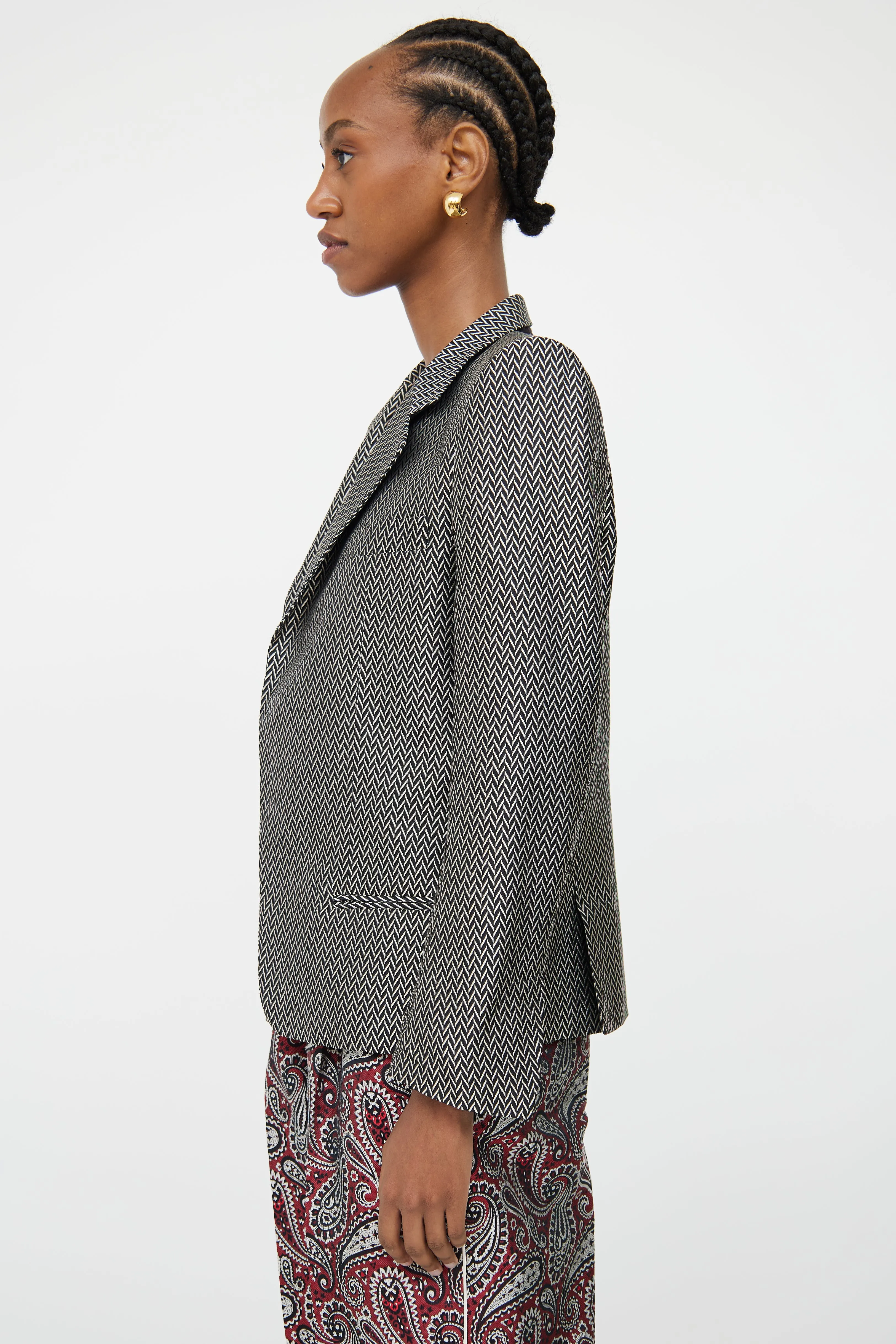 Black & White Silk Blend Blazer
