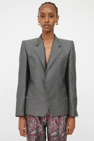 Black & White Silk Blend Blazer