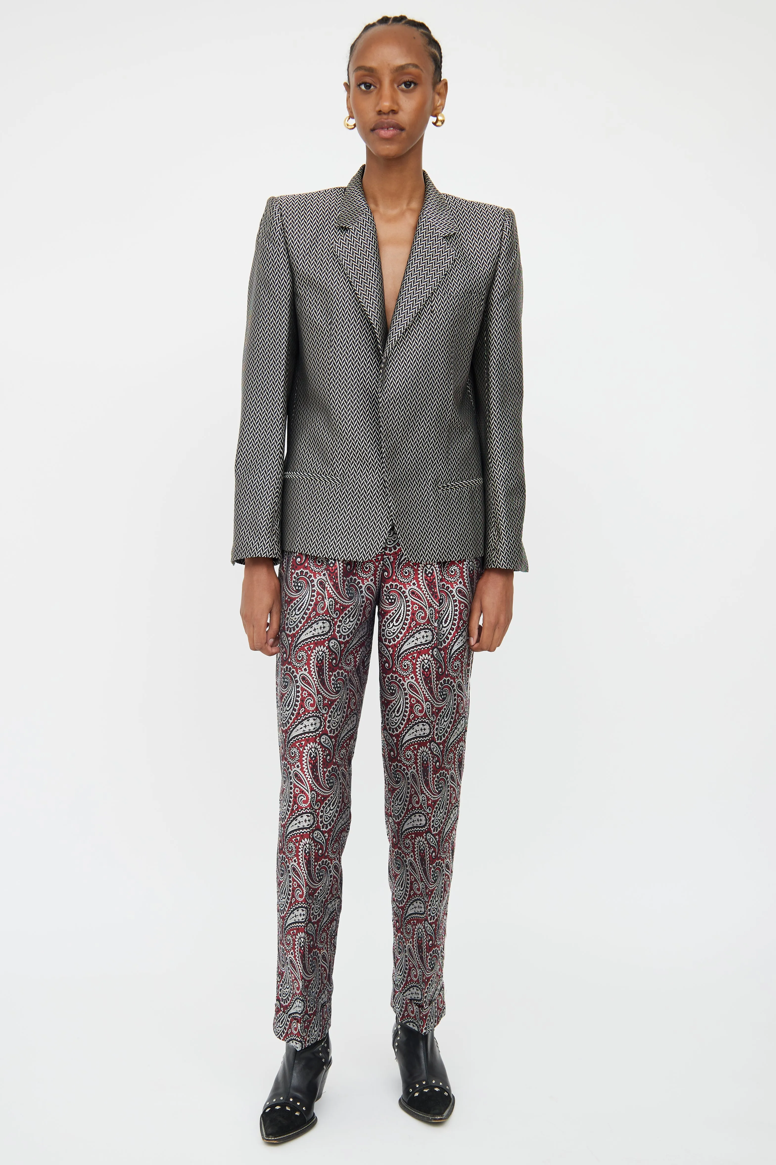 Black & White Silk Blend Blazer