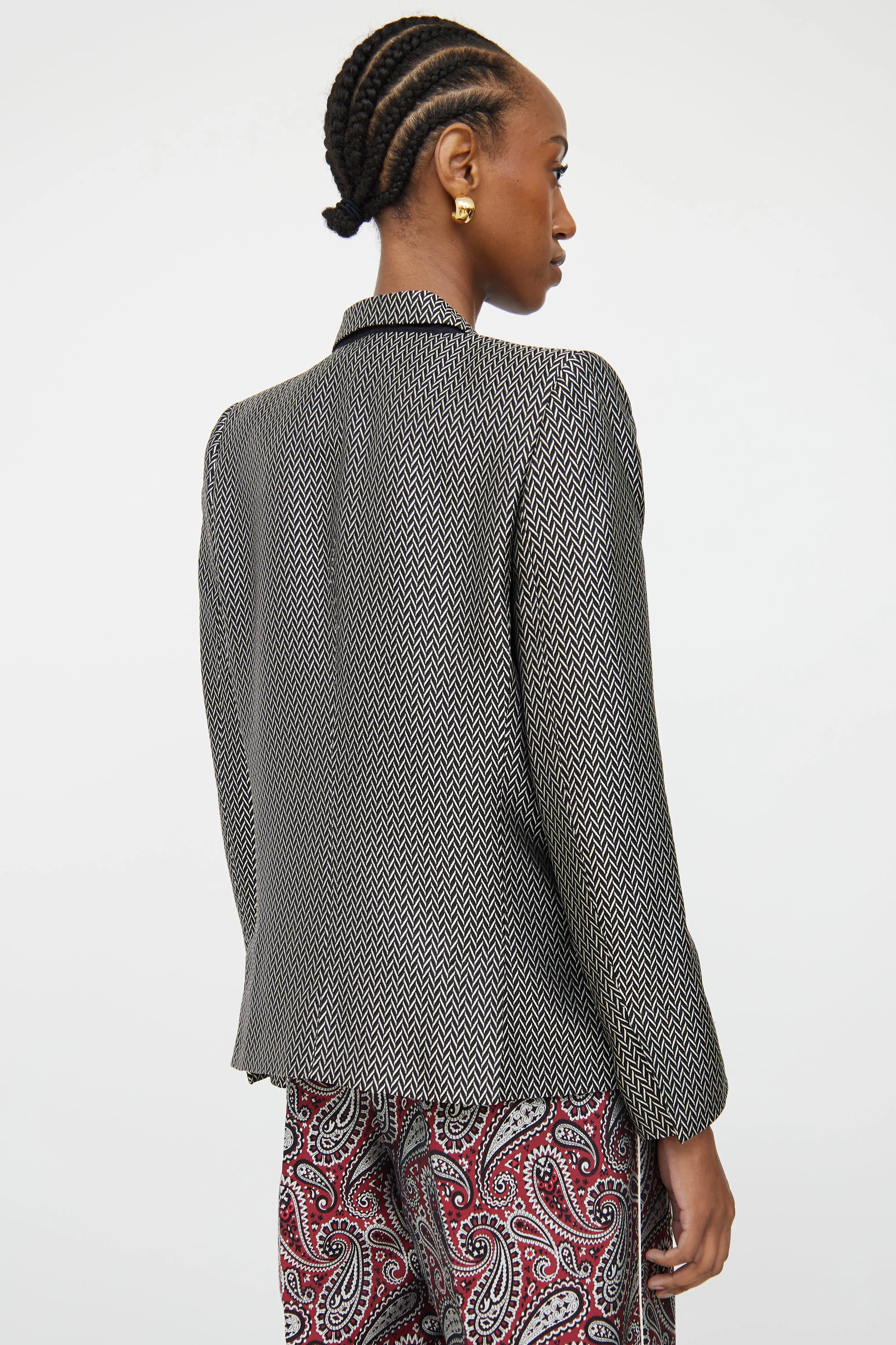 Black & White Silk Blend Blazer