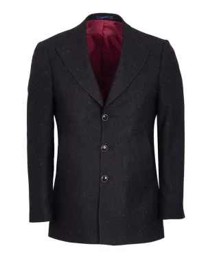Black Plain  Design Men's Overcoat