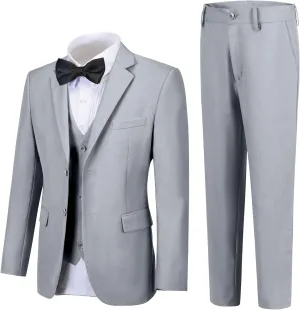 Boy Suits 5 Pieces Formal Suit Set with Adjustable Waist Kids Dress Suit for Wedding Prom