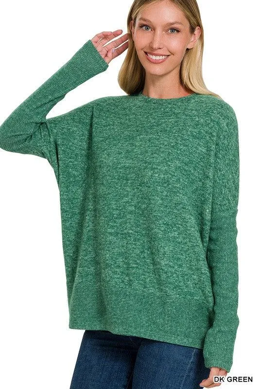 Brushed Melange Hacci Dolman Sleeve Sweater