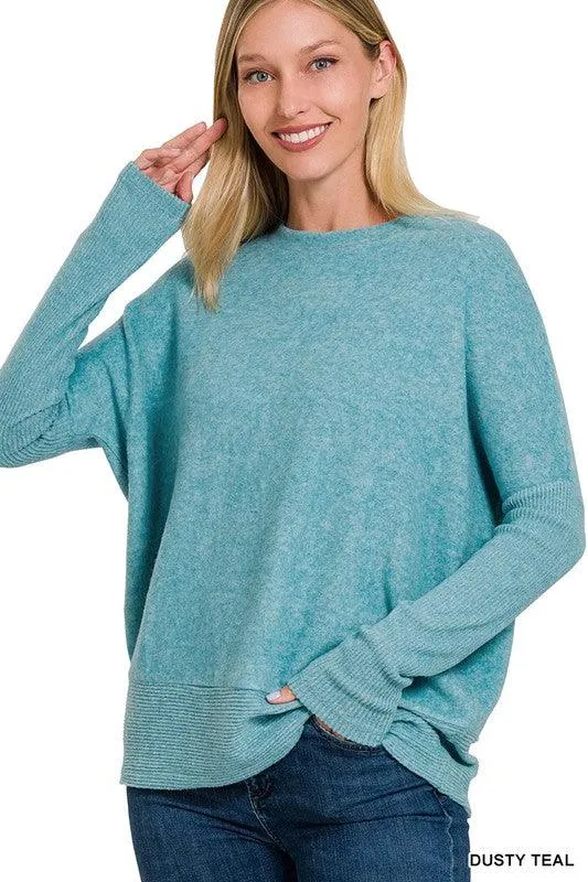 Brushed Melange Hacci Dolman Sleeve Sweater