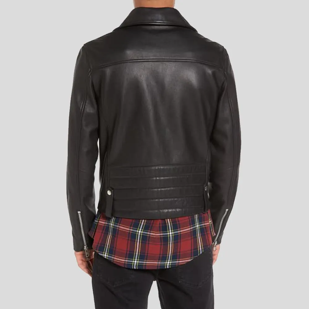 Caden Black Biker Leather Jacket for Men