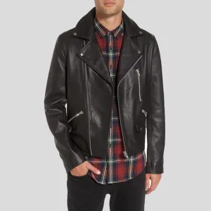 Caden Black Biker Leather Jacket for Men