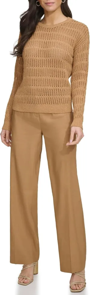 Calvin Klein womens Open Stitch Crew Neck Sweater