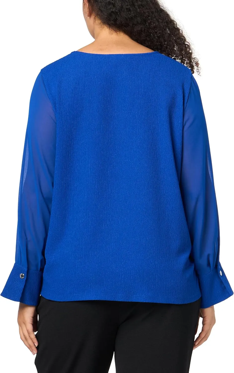 Calvin Klein Women's Plus Chiffon Sleeve Blouse Top