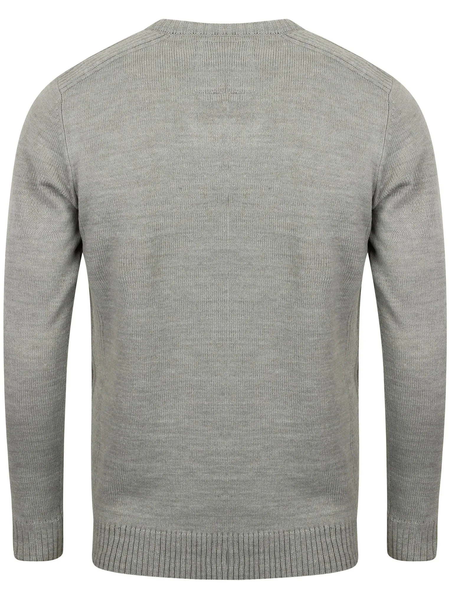 Camley V Neck Jumper with Ribbed Panels In Grey Chine - Kensington Eastside