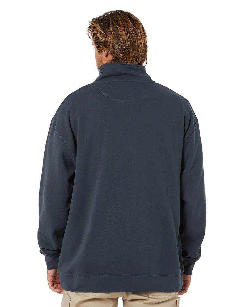 Classic Zipper Fleece Pullover - Gunmetal Blue