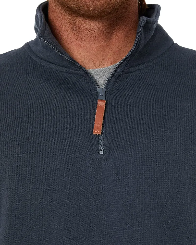 Classic Zipper Fleece Pullover - Gunmetal Blue