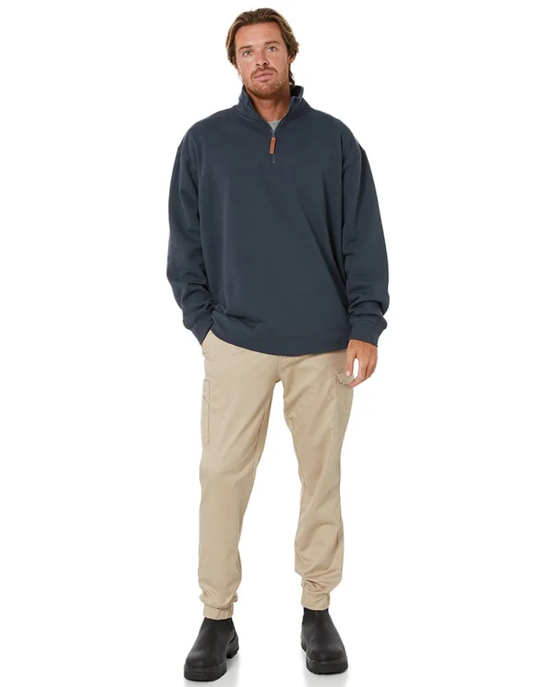 Classic Zipper Fleece Pullover - Gunmetal Blue