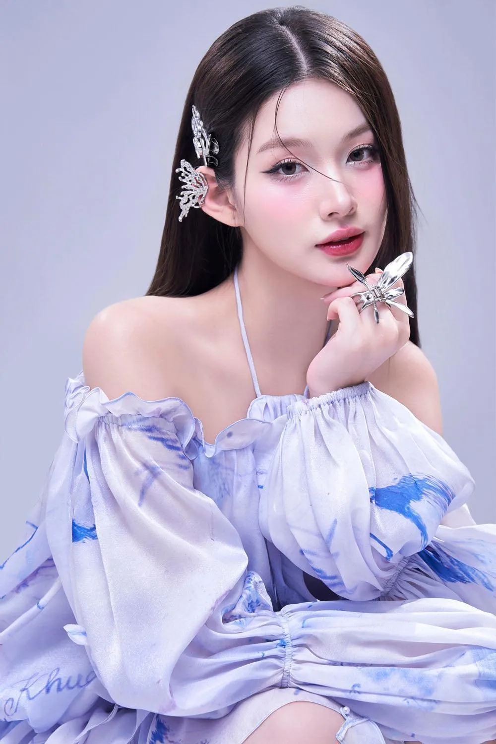 Clouds Blouson Halter Neck Organza Mini Dress