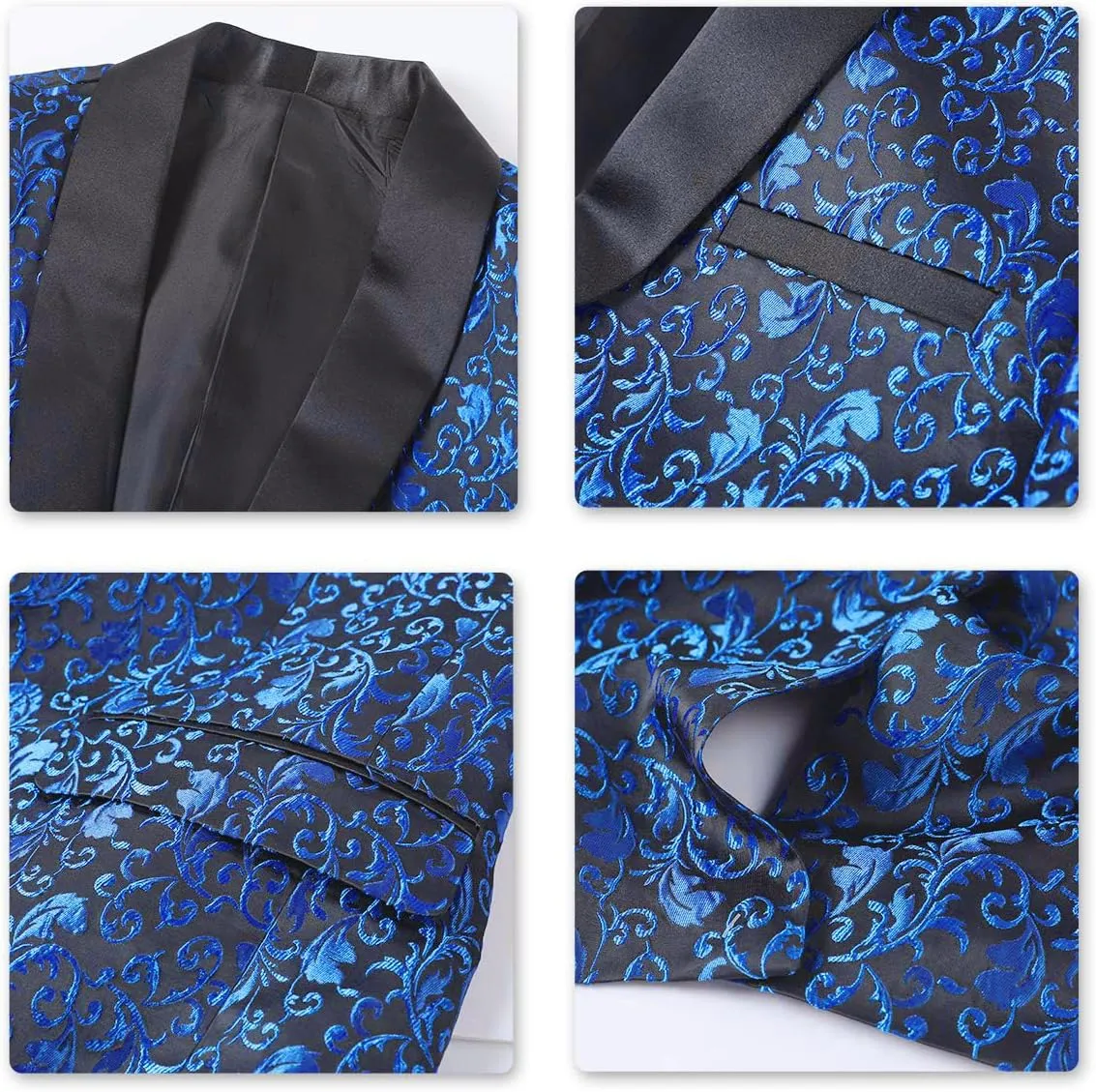 Cloudstyle Mens 2 Piece Floral Jacquard Dress Suit Set 1 Button Print Dinner Jacket Pants