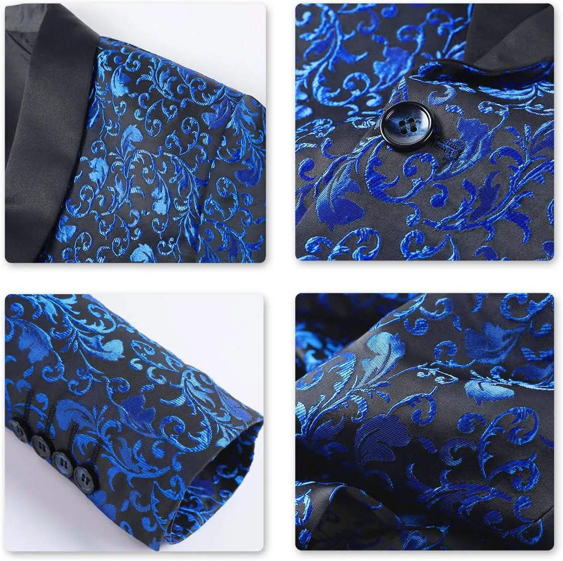 Cloudstyle Mens 2 Piece Floral Jacquard Dress Suit Set 1 Button Print Dinner Jacket Pants