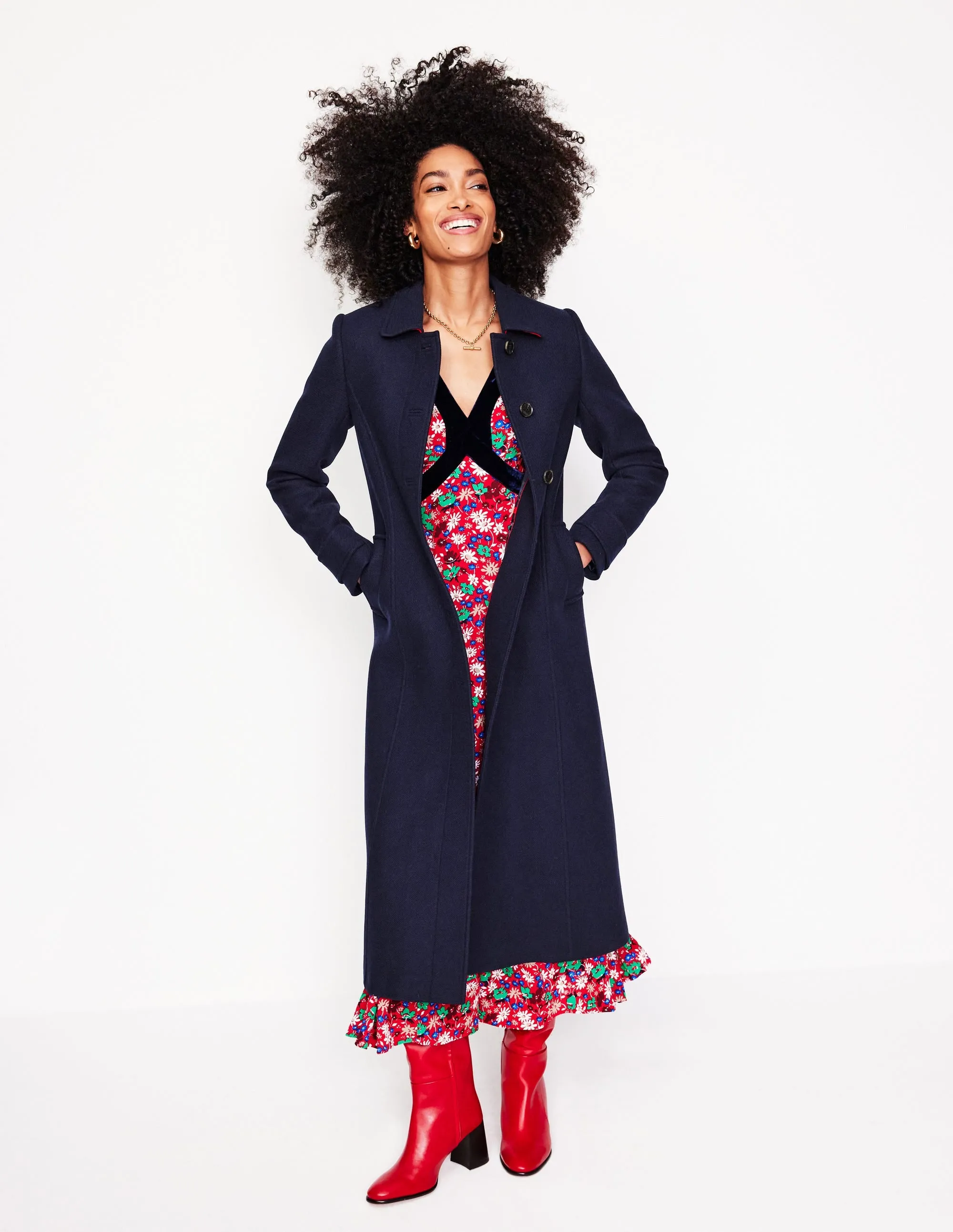 Durham Midi Coat-Navy