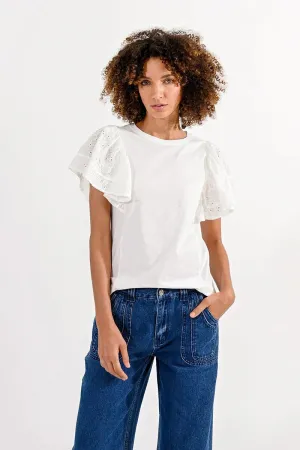 Eyelet Flutter Sleeve Top