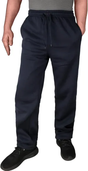 Fleece Lined Mens Sweatpant Basic Baggy Athletic Running Drawstring Open Bottom Workout Active Sweat Pants