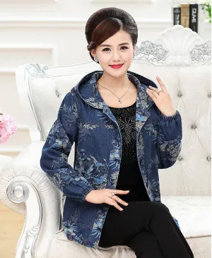 Floral Spring Jacket Middle-age women thin outerwear mother clothing spring and autumn fashion