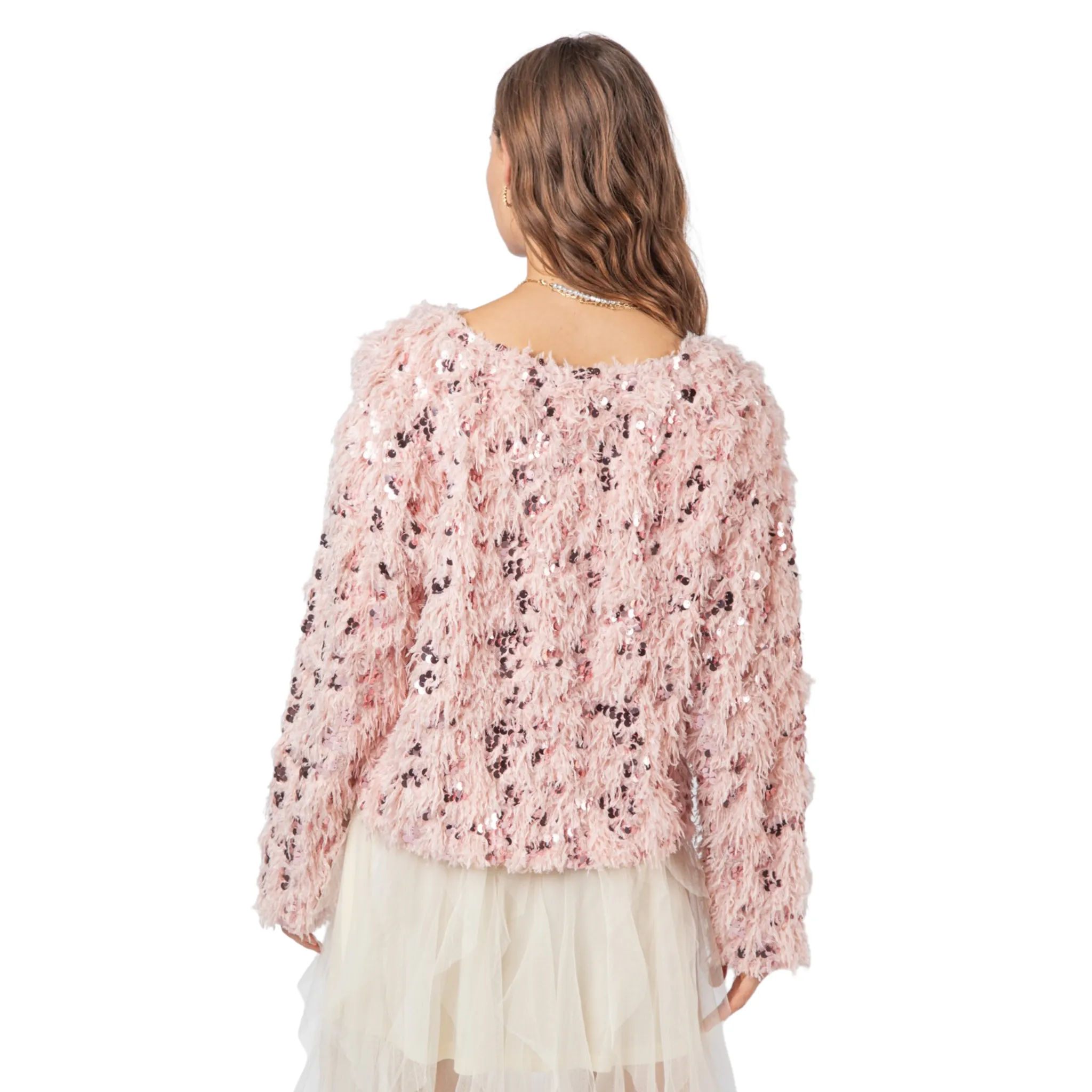 Fuzzy Feather Knit Sweater Top