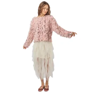 Fuzzy Feather Knit Sweater Top