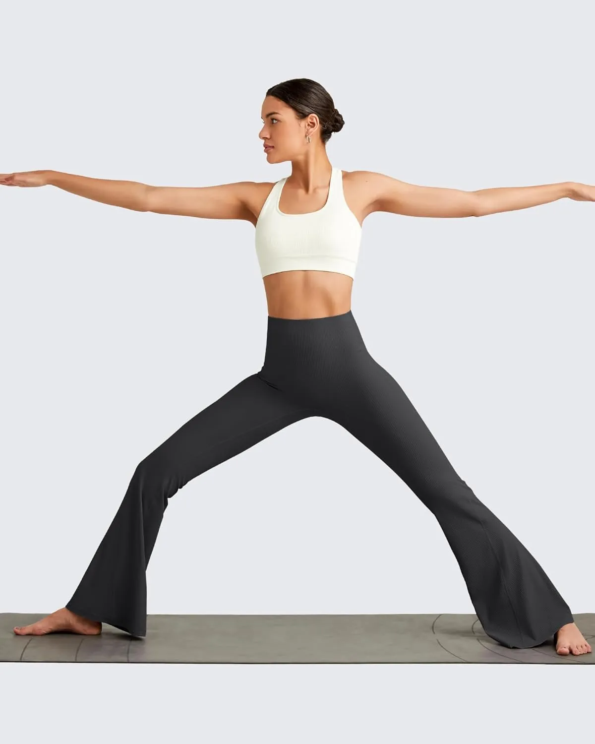 G4Free Ribbed Flare Yoga Pants for Women High Waisted Bell Bottom Leggings Tummy Control Petite/Regular/Tall