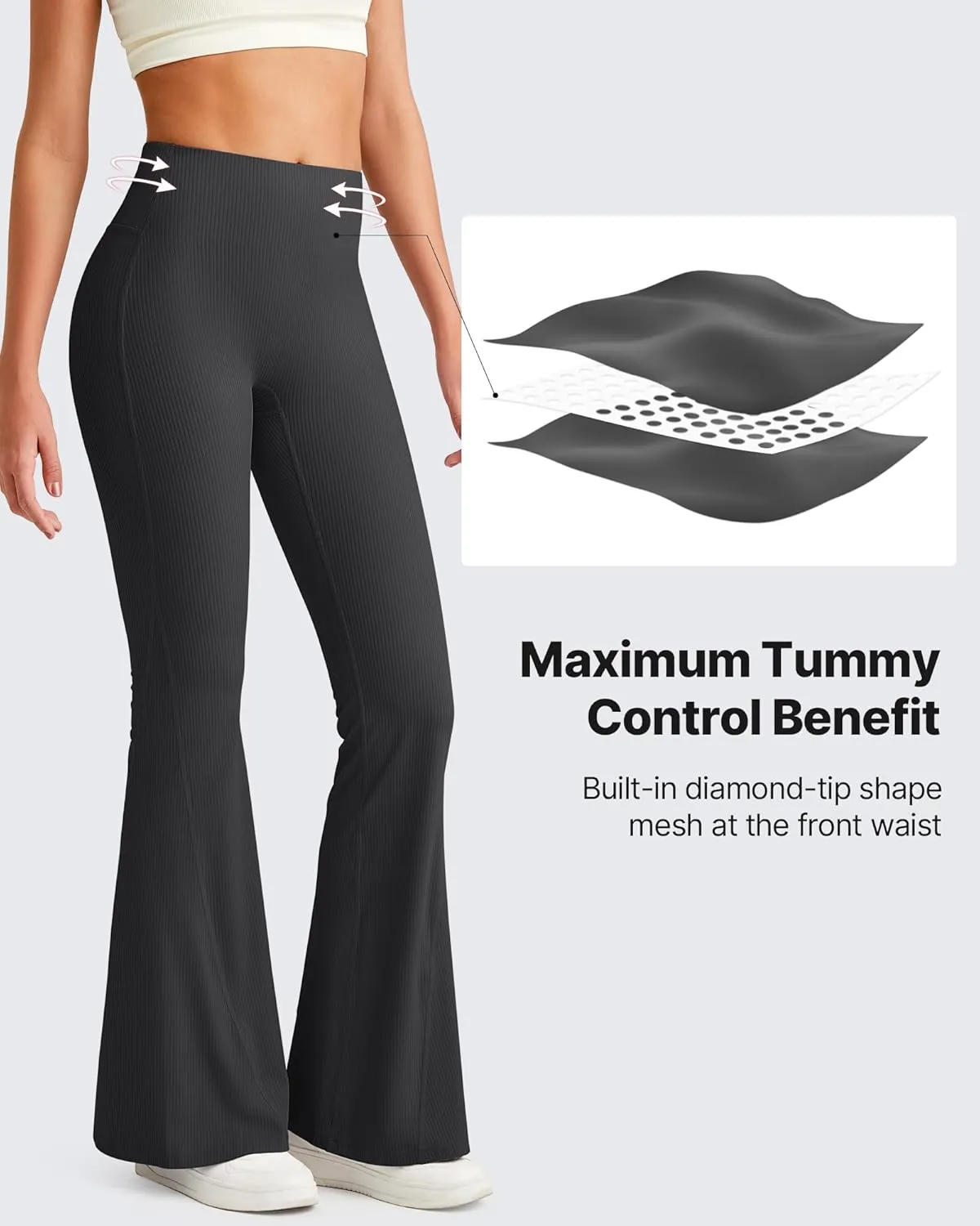 G4Free Ribbed Flare Yoga Pants for Women High Waisted Bell Bottom Leggings Tummy Control Petite/Regular/Tall