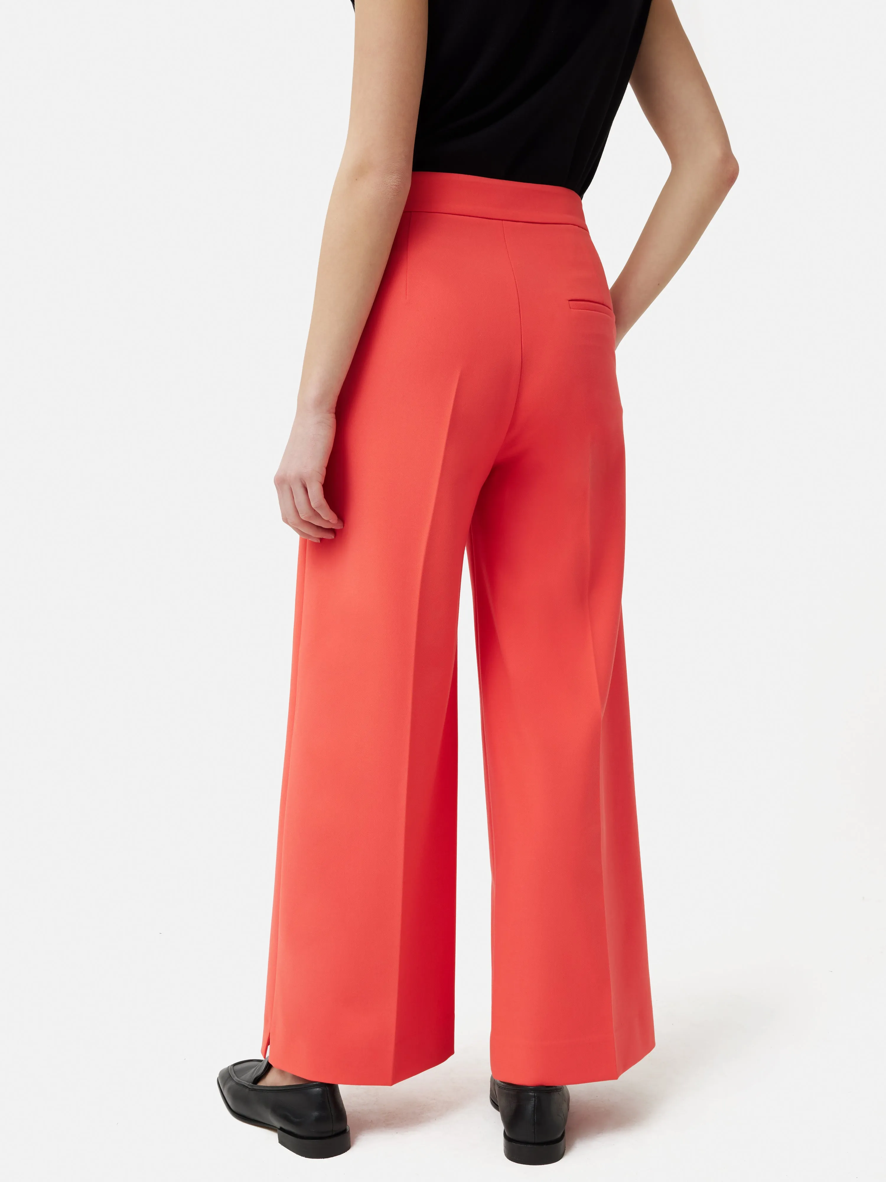 Italian Modern Crepe Sailor Trouser | Coral
