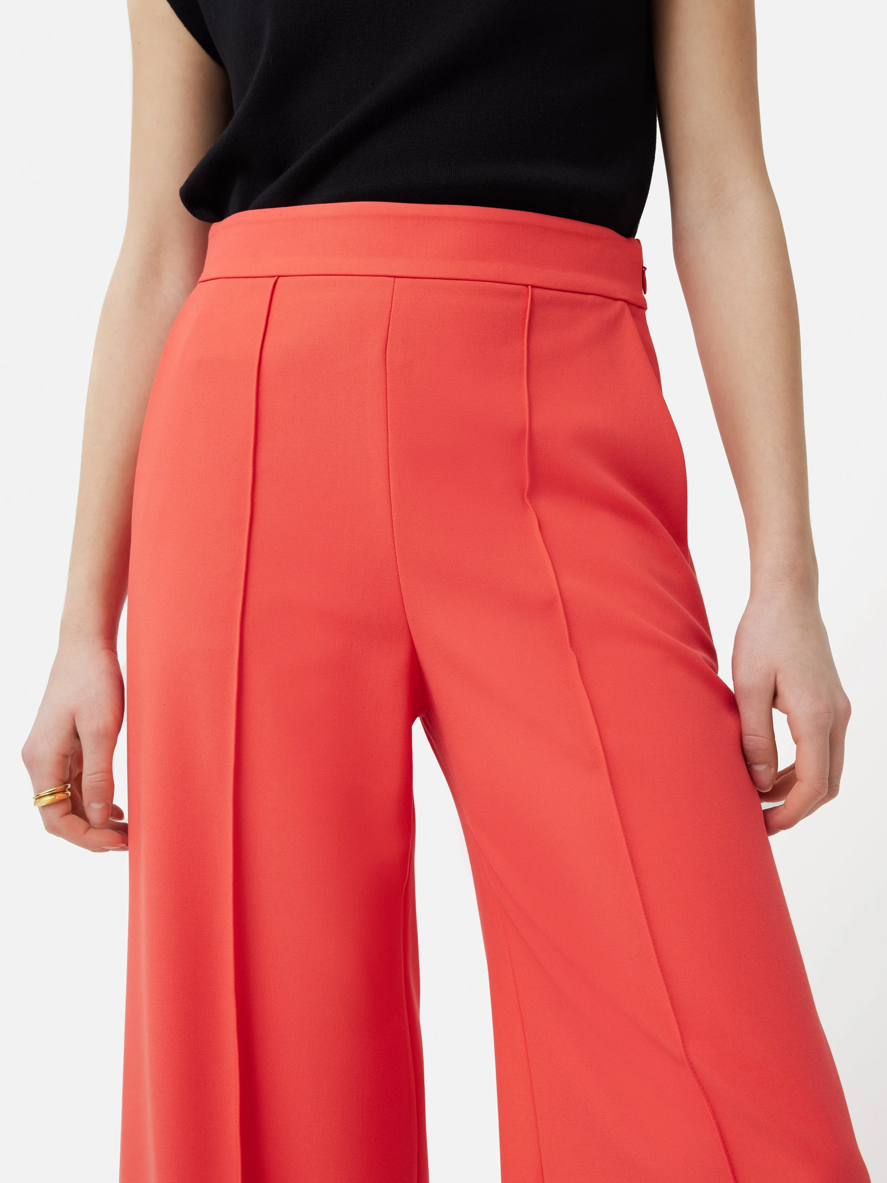 Italian Modern Crepe Sailor Trouser | Coral