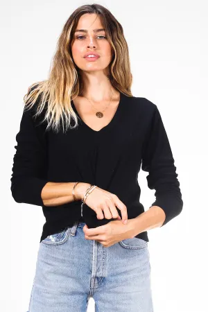 Jimi Long Sleeve V-Neck True Black
