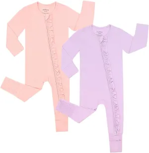 JunNeng Rayon of Bamboo Baby Sleeper with Mittens Cuffts Feet & Non-Slip Design, 2 Way Zipper Pjs Sleep'N Play Romper